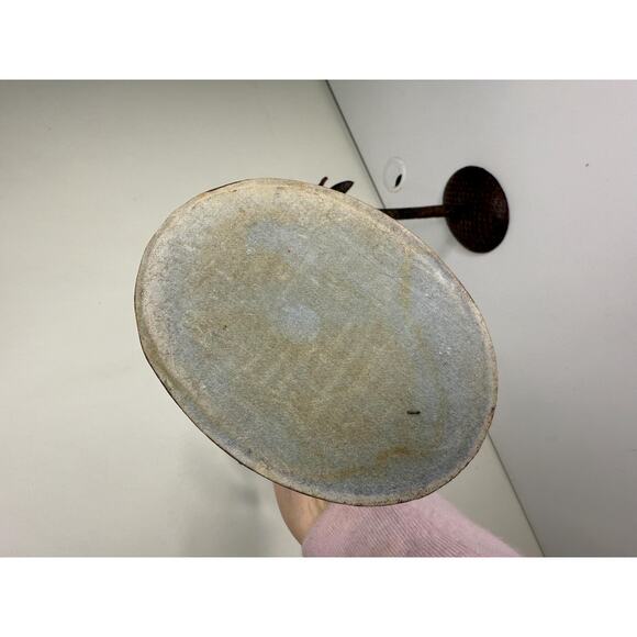 Pair Made in India Textured Wrought Iron Metal Tropical Palm Tree candlesticks - Picture 10 of 10